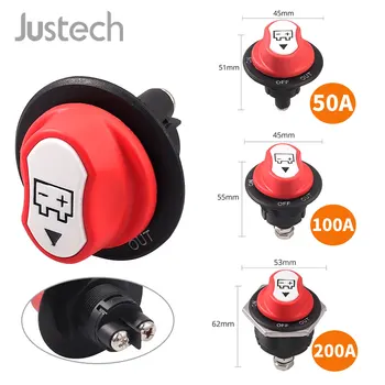 

Justech 50/100/200A Inside Outside Battery Disconnect Switch Main Switch 12V-32V Emergency Stop Switch For Yacht Nato Bone Car