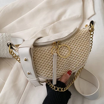

Straw Crossbody bag 2020 Summer Fashion New High quality Women's Designer Handbag Chain Shoulder Messenger Bag Travel Chest bag