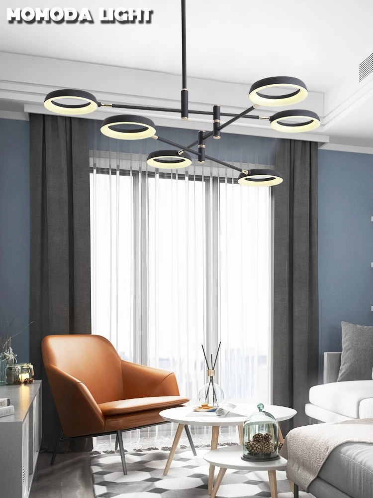 

Nordic LED Chandeliers Lighting Modern Hanging Lamps for Living Dining Room Loft Villa Black/Coffee Wrought Iron Golden Lustres