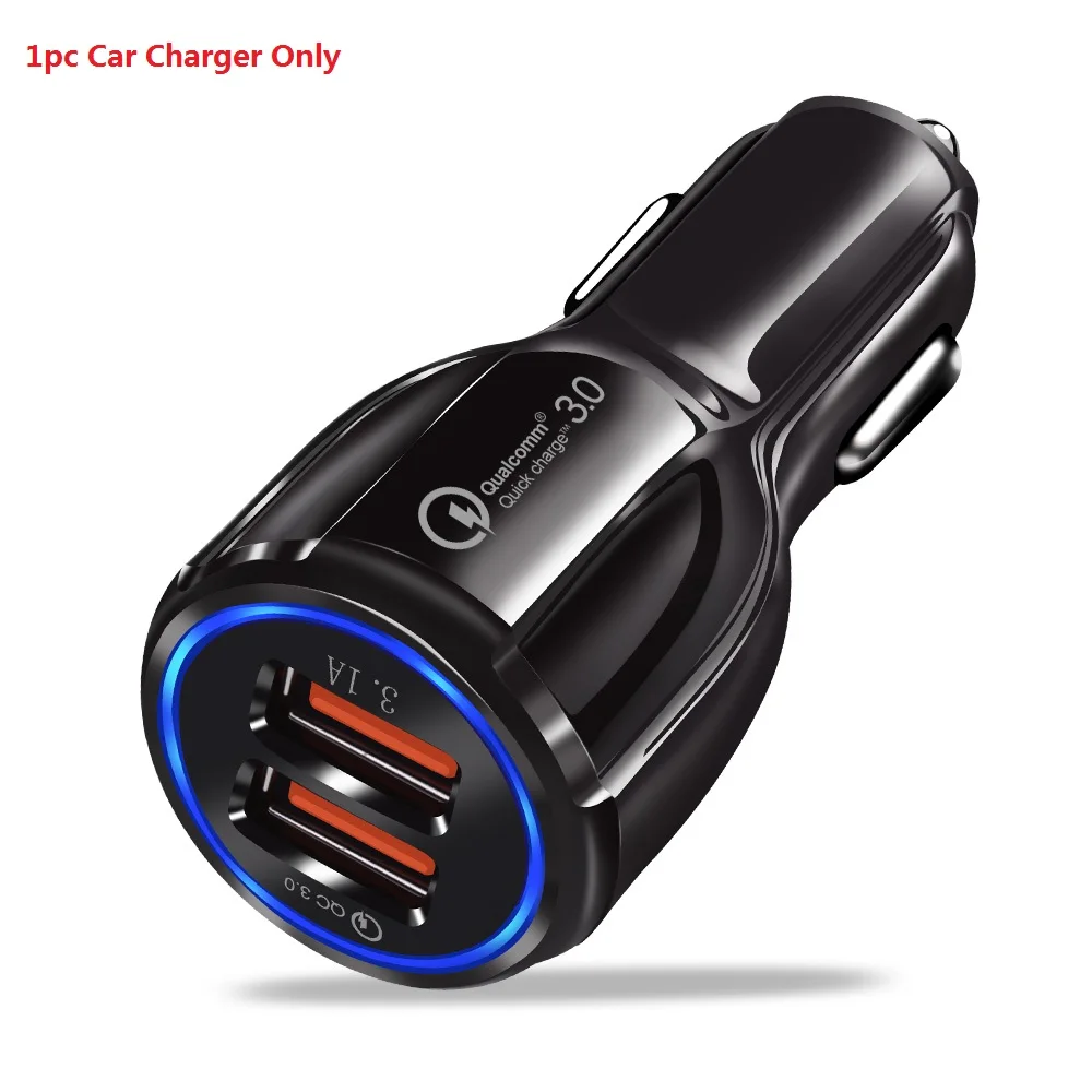 NOHON USB Автомобильное зарядное устройство для iPhone 11 Pro Max Android мобильный телефон Быстрая зарядка QC 3,0 Быстрая зарядка двойной USB Автомобильное зарядное устройство кабель - Тип штекера: Charger Only Black
