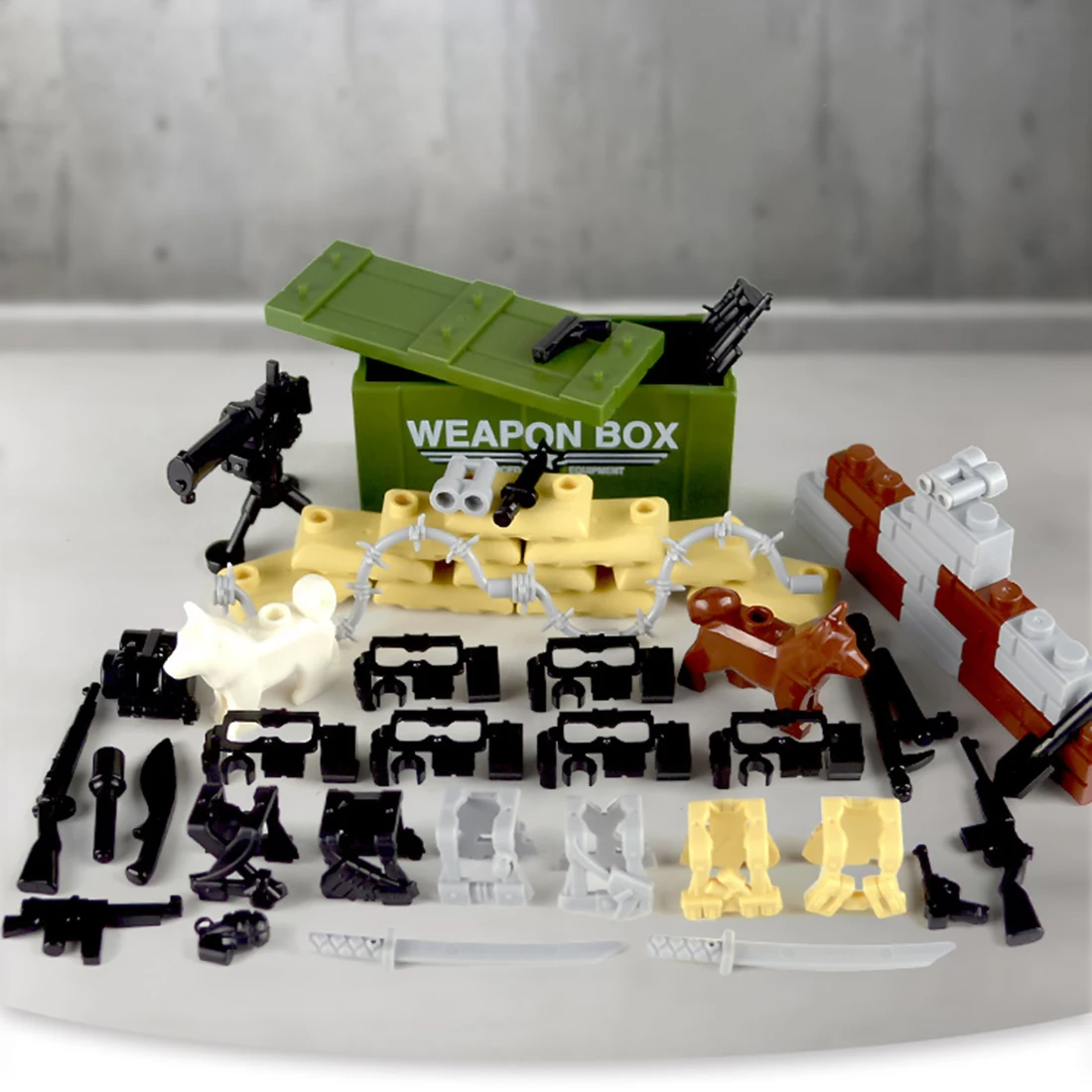 Tile-roofed House Small Particle DIY Assembling Building Blocks Humanoid WeaponToy for Children Tropical Rain Forest Battlefield