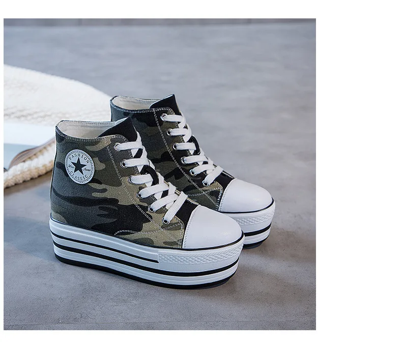 Female heightening shoes platform sports shoes comfortable Camouflage shoes women's shoes breathable shoes women J3-86