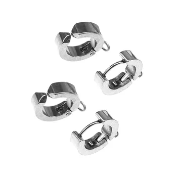 

10PCS/Lot Stainless Steel Punk Circle Hoops Earrings Circle Earring Clip for DIY Dangle Earring Jewelry Making Accessories