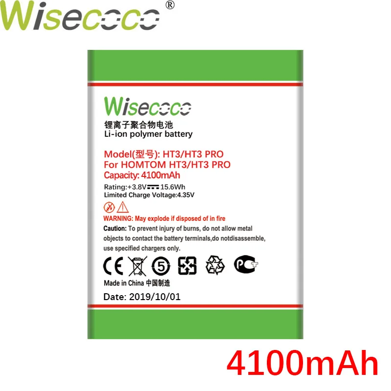 WISECOCO 2 шт. 4100 мАч батарея для HOMTOM HT3 HT 3 Pro Телефон новейшее производство высокое качество батарея+ номер отслеживания
