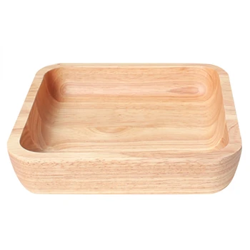 

Square Wood Bowl Salad Bowl Set Large Small Wooden Plate Snack Dessert Serving Dishes Food Container Wood Tableware