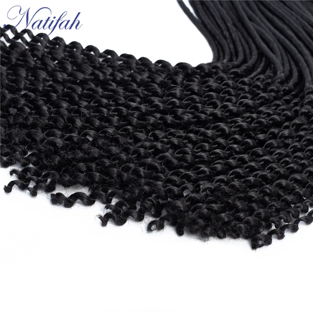 Natifah богиня Faux locs Curly вязание крючком косы волос 18 дюймов Синтетические дредоки для наращивания плетение волос 20 корней/упаковка кудрявый конец