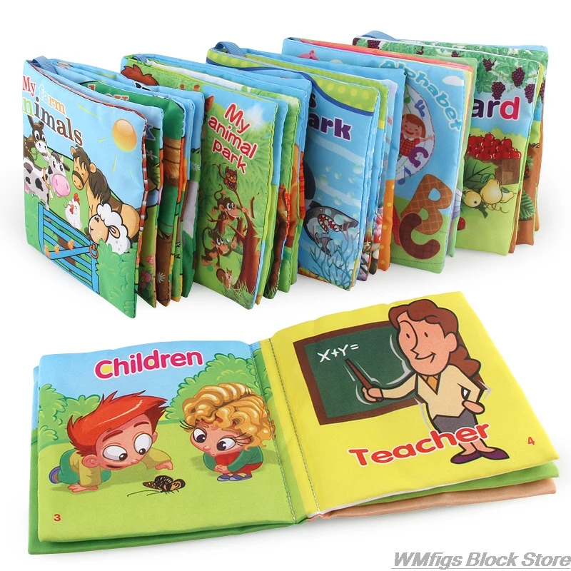 Baby Shower Bath English Cartoon Animal Ocean Forest Cloth Book Early Educational Games Toy Christmas Birthday Gifts for Kids