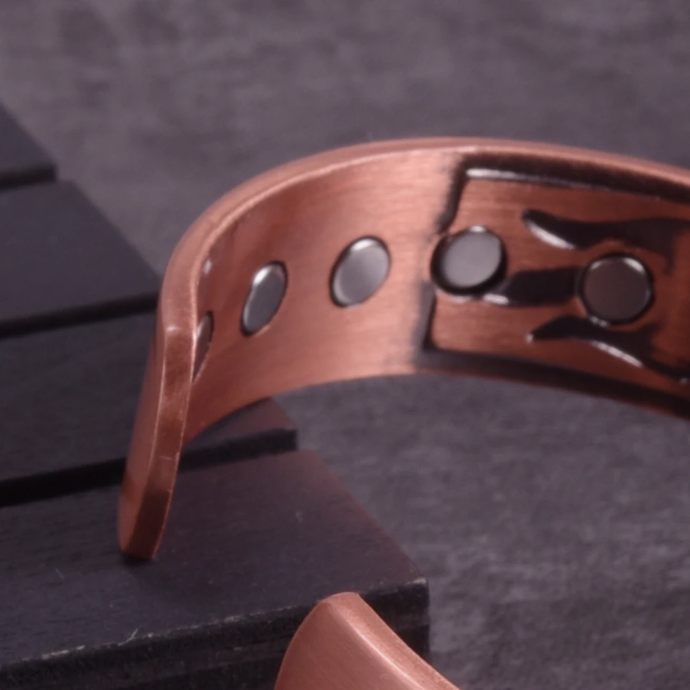 Braccialetti magnetici in rame, braccialetti energetici per la salute dell'artrite, braccialetti magnetici da uomo, polsini regolabili vintage, larghezza 14,5 mm, gioielli_voghion.com