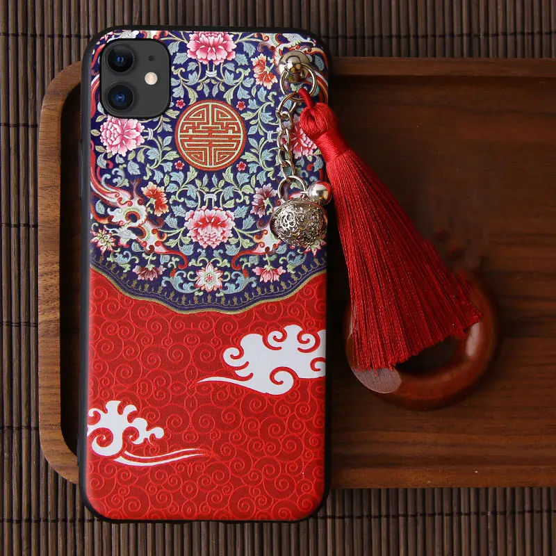 Pattern C 3D рельефный чехол для iPhone 11 Pro Max XS XR X 10S 7 8 6 6S Plus чехол тиснение колокольчик-кисточка противоударный мягкий чехол для Apple XS Shell - Цвет: Pattern C