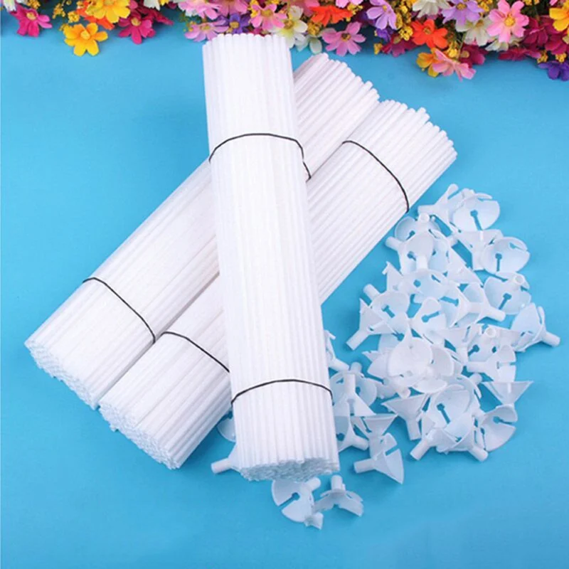  100Pcs 32/40cm Stand PVC Rods for Wedding Birthday Decoration Balloon Sticks Holder with Cups Festi