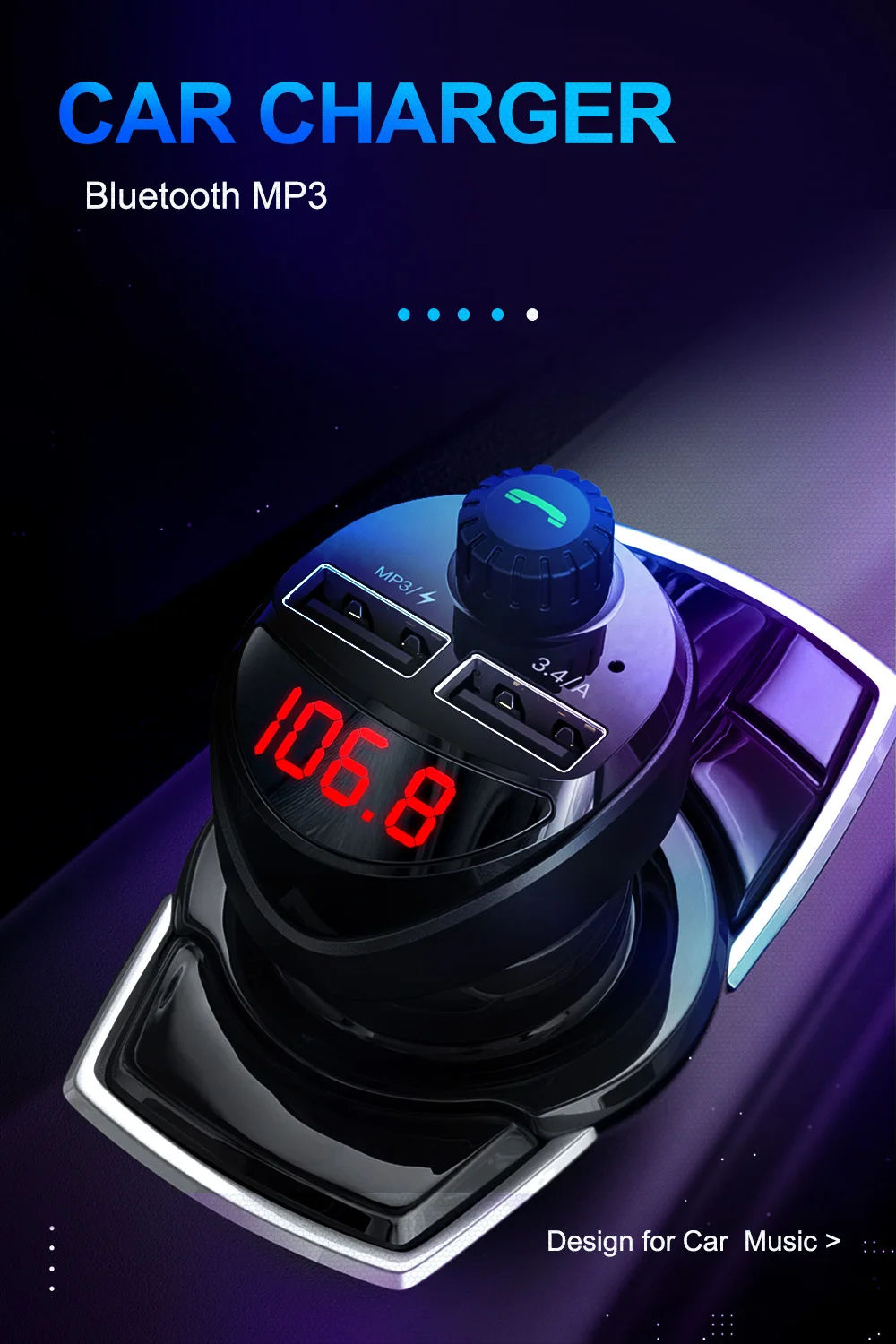 Olaf Bluetooth автомобильное зарядное устройство с fm-передатчиком 3.4A двойное USB зарядное устройство аудио MP3 плеер TF карта Автомобильный комплект Автомобильное зарядное устройство для телефона