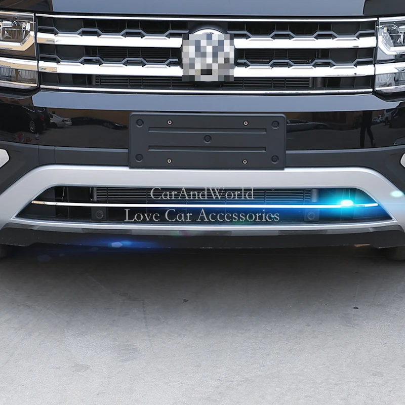 For Volkswagen VW Teramont Atlas- Front Down Grilles Lid Strips Cover Grill Bumper Frame Decoration Trims Car Accessory