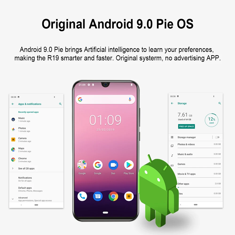 Cubot R19, 5,71 дюймов, экран для смартфона с каплями воды, Android 9,0, четырехъядерный процессор, 3 ГБ ОЗУ, 32 Гб ПЗУ, двойная задняя камера, мобильный телефон с функцией распознавания лица