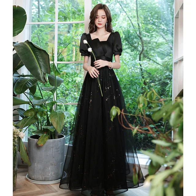 Korean Style Sweetheart Birthday Party Dress For Women Floor-length Short  Sleeve A-line Sequined Graceful Formal Prom Gowns - Formal Dresses -  AliExpress