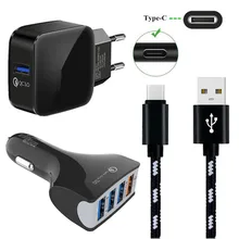 USB кабель type C для samsung Note 9 8 S8 S9 S10 A50 A8 A50 C9 Redmi K20 Pro Note 7 QC 3,0 USB быстрое автомобильное зарядное устройство адаптер ЕС