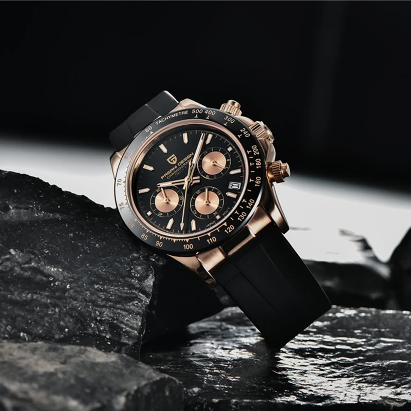 PAGANI DESIGN Top Brand New Men Quartz Wristwatch Rubber Strap Chronograph Watch Luxury Sapphire Glass Sports Watch Men Relogio