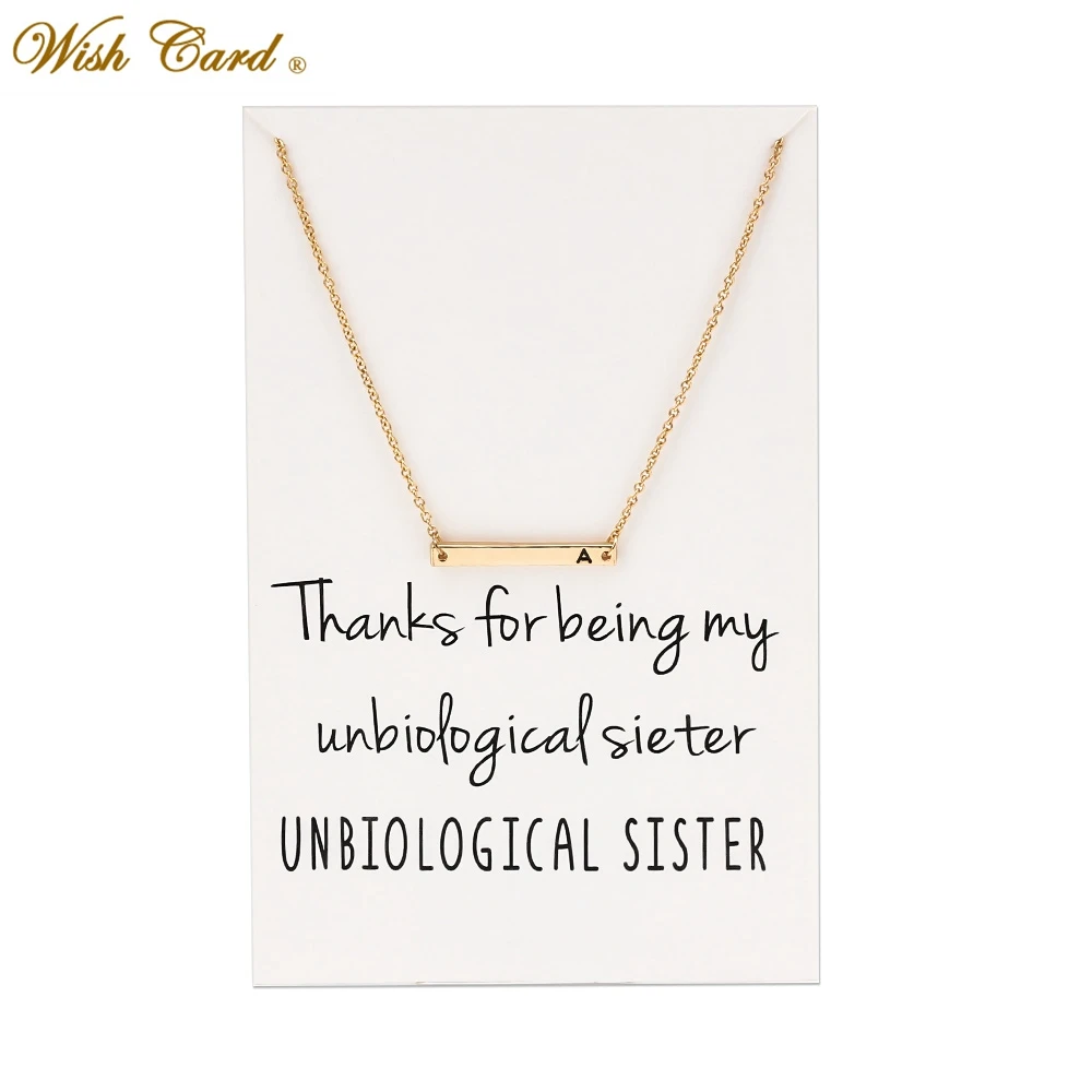 Ожерелье с надписью Wish Card Sister Femme Bijoux золотистого цвета звено цепи металлическое