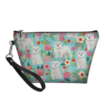 

Cosmetic Bag for Women Maltese Dog Floral Print Makeup Bags Travel Waterproof Toiletry Bag Accessories Organizer Storage Pouch