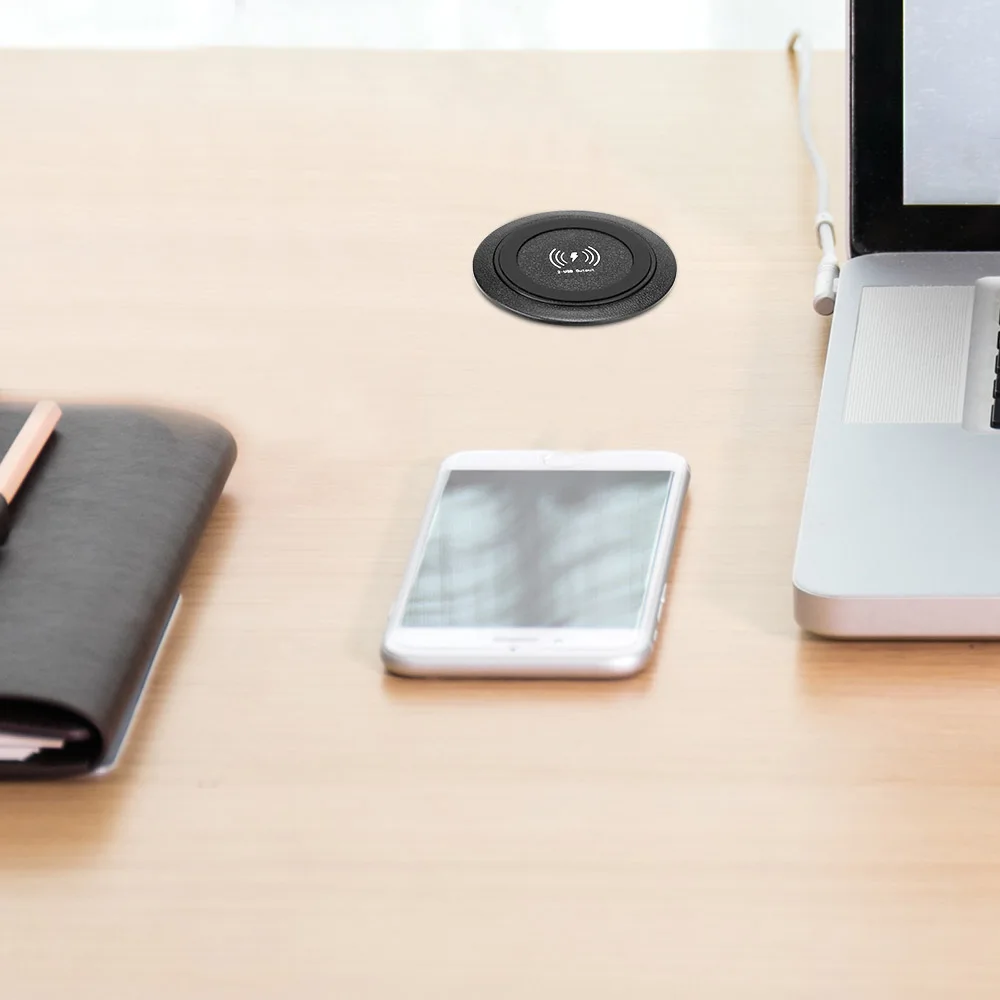 Классное встроенное Беспроводное зарядное устройство для huawei Xiaomi IPhone 11 samsung S10 стол для прилавка Настольный прикроватный столик офисное зарядное устройство для телефона