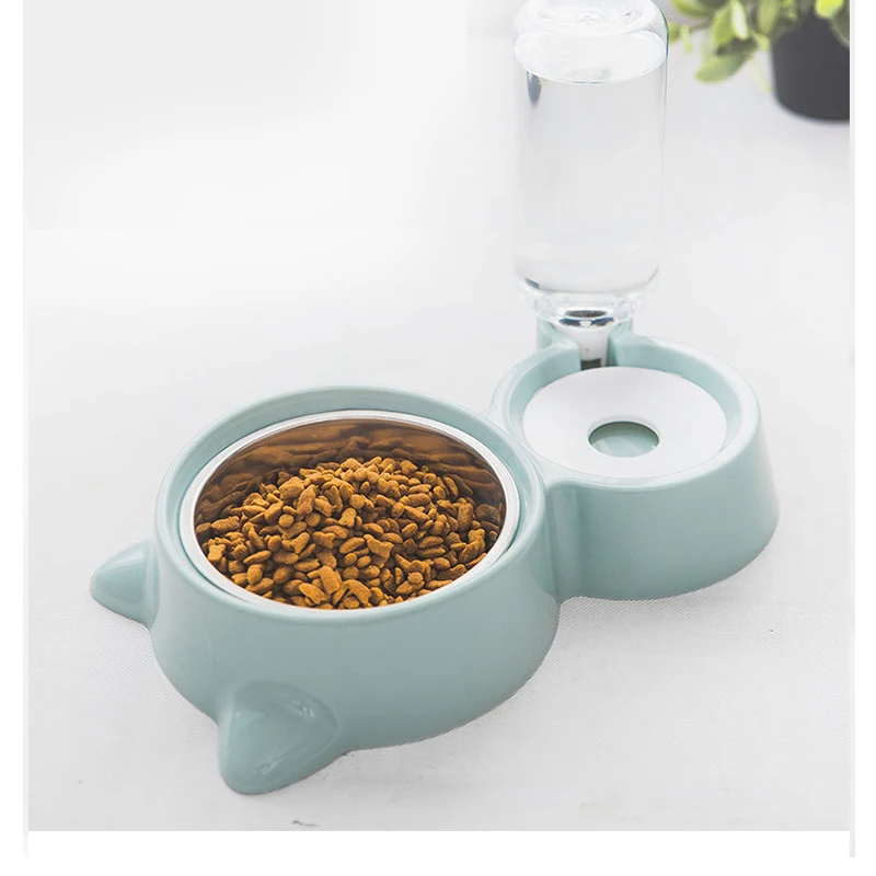 

Small Medium Dog Food Bowl 500ML Large Capacity Cat Automatic Drinking Water Fountain Pets Stainless Steel Double Feeding Bowl