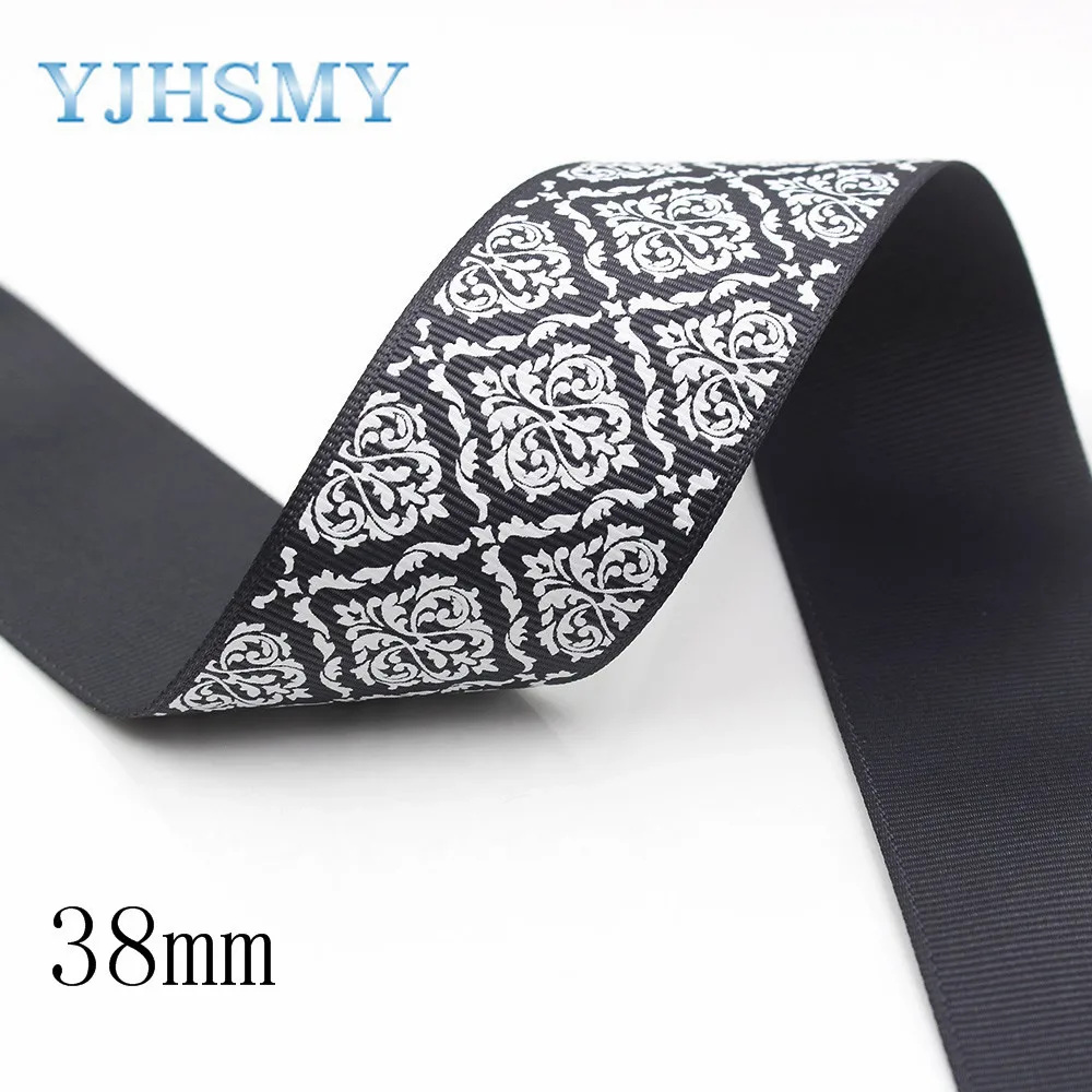 I-191214-2776 YJHMY, I-191214-2767, 10 ярдов 38 мм, красочные геометрические печатные корсажные ленты, одежда лук кепки DIY материалы для украшения - Цвет: I-191214-2776