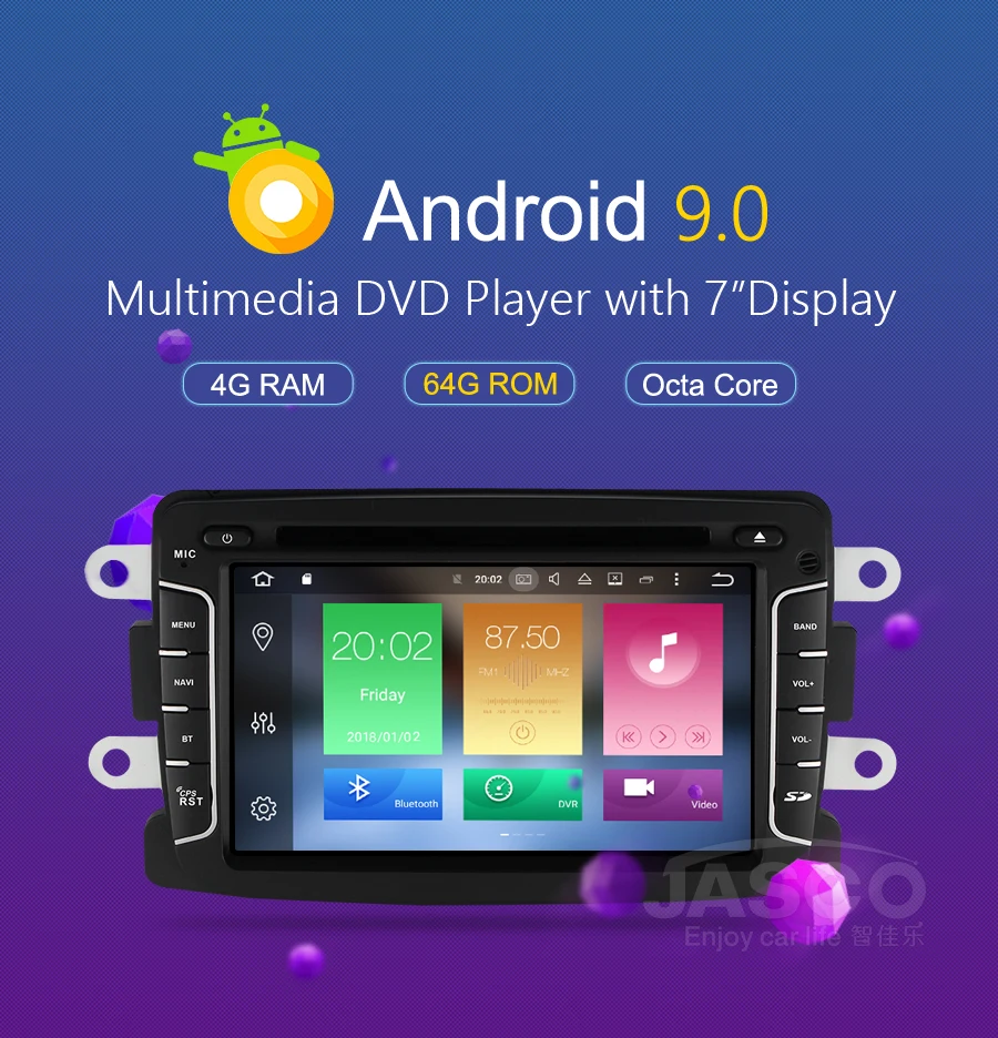 4G ram Android 9,0 автомобильный DVD стерео для Duster Dacia Sandero Logan Dokker Captur Lada Xray gps навигация Видео Аудио