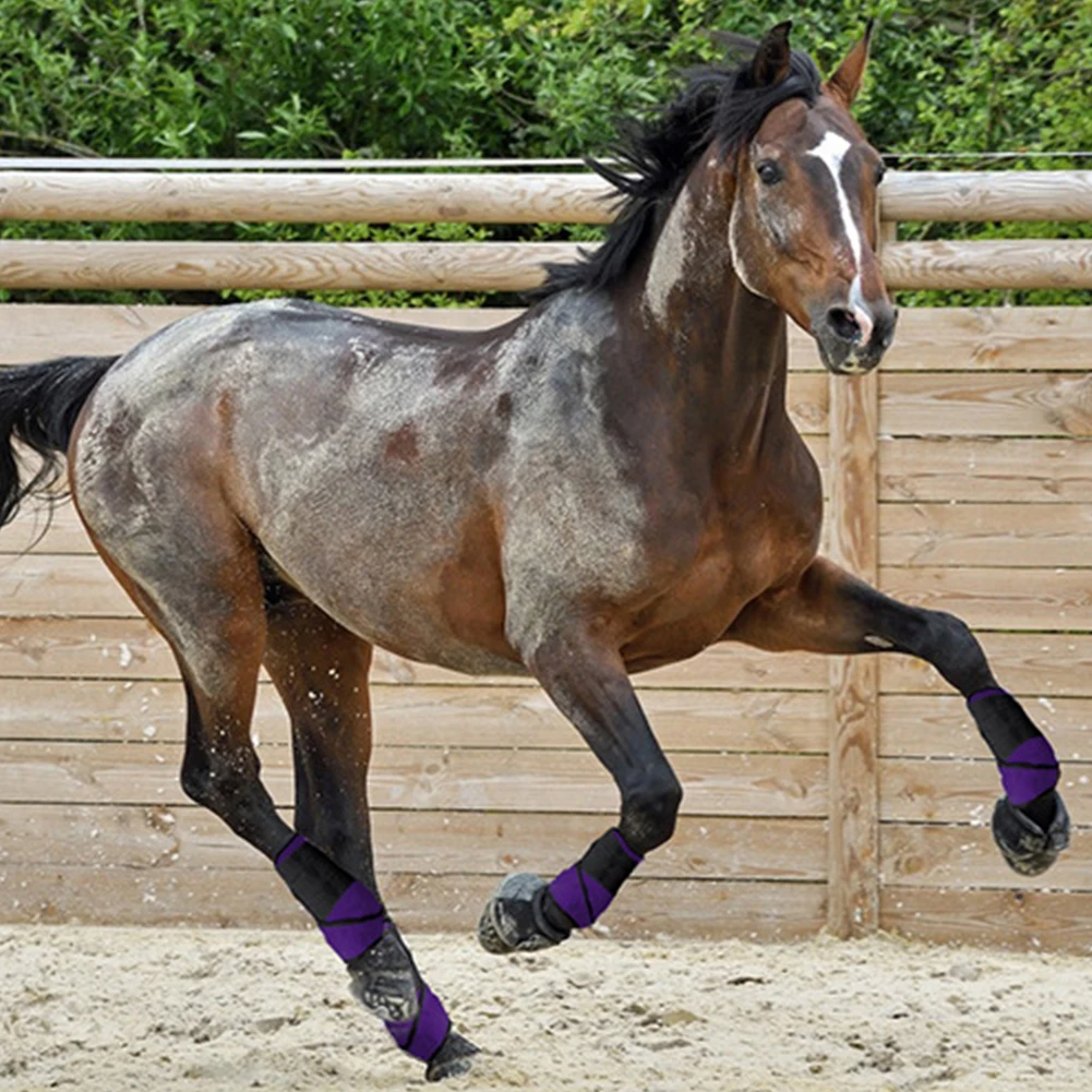 1 Pair Leg Guards Riding Protective Gear Horse Adjustable Equestrian Sports Training High Elastic Cloth Outdoor Magic Sticker