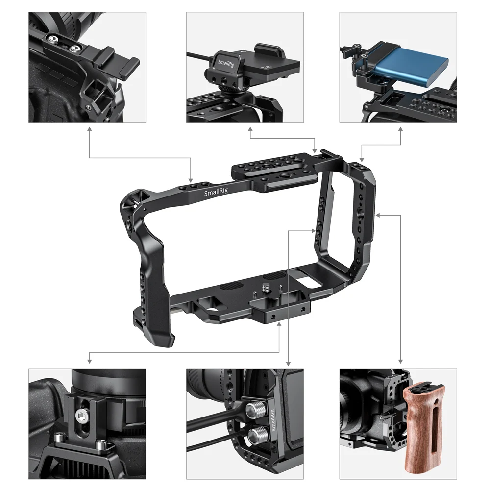 SmallRig BMPCC 4K 6K Quick Release Camera Cage for Blackmagic Design Pocket Cinema 4K Cage With Nato Rail Could Shoe Mount- 2203