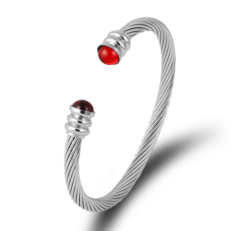Бренд, мульти дизайн, витой кабель, провод, браслет, Винтаж, красочные браслеты с кристаллами и браслеты, нержавеющая сталь, ювелирные изделия, бижутерия - Окраска металла: silver red