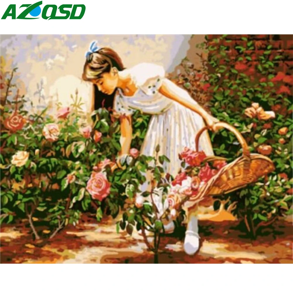 AZQSD масла Краски ing по номерам Сделай Сам портрет акриловые украшение нарисовать