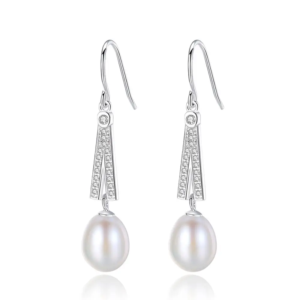 

Fenchen Pure Natural Pearl Earrings Freshwater Drop Pearls 925 Sterling Silver Dangle Earrings Fine Jewelry Gift for Women AE071