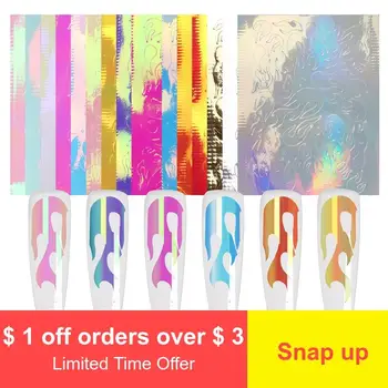

1PCS flame nail art sticker Laser color Flame nail sticker 16 colors Nail art decoration