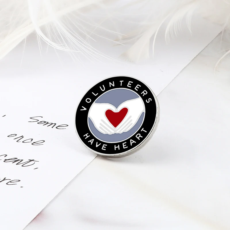thumbnail interactive-video image 1 of 9 Piece Heart Badge Pin Set - Assorted Color Brooches For Volunteers & Events 1 of 11