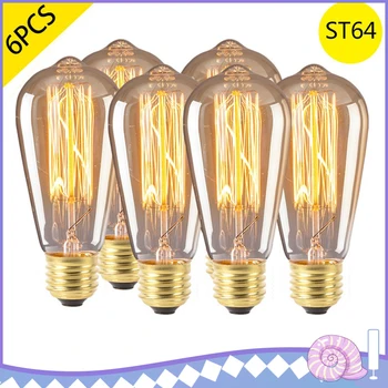 

40W ST64 LED Light Bulb Tungsten Energy-Saving Retro Light Bulb Lamps Filament Incandescent Ampoule Bulbs Vintage Dropshipping