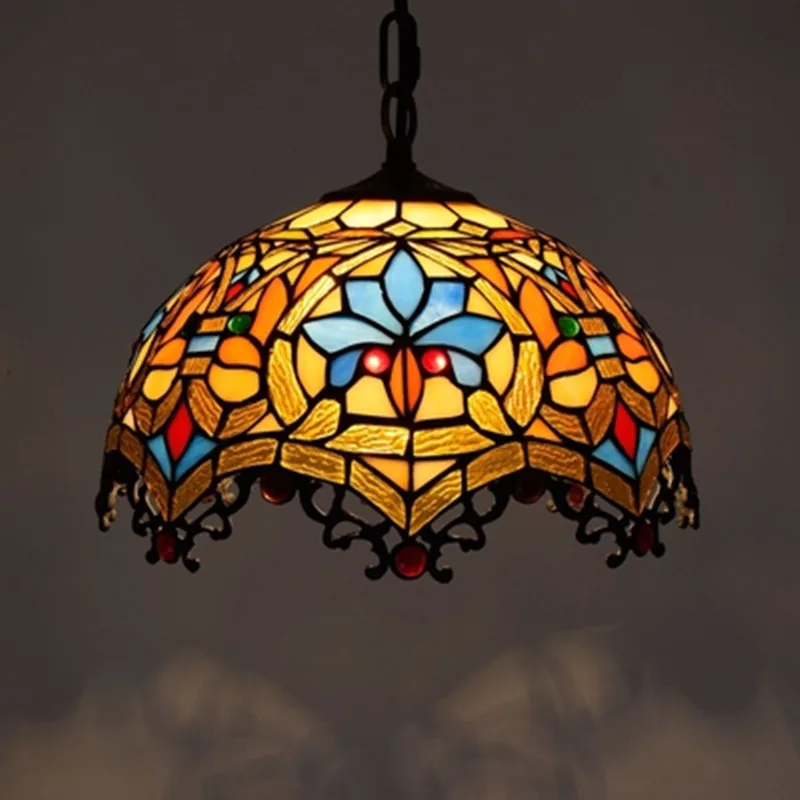

Baroque Tiffany Pendant lights Stained Glass Chain Lighting Suspended Luminaire for Home Parlor Dining Room Lamps E27 110-240V