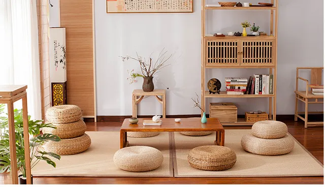 Cuscino Meditazione RIDAEX In Stile Giapponese | Rattan Intrecciato, Futon, Decorazione Casa, Lavabile - Foto 5