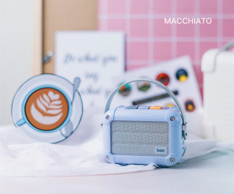 Отличный Divoom Macchiato Bluetooth беспроводной динамик Smog Синий металл радио открытый портативный ручной музыкальный плеер сабвуфер