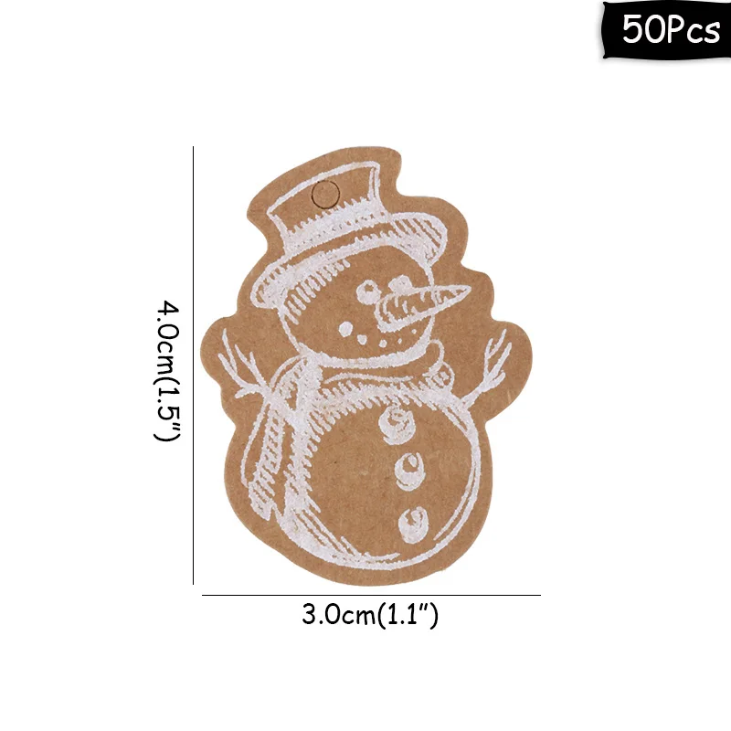 50pcs tags-I Cyuan 50 шт. бирки для рождественских подарков Санта Клаус Снежинка крафт-бумага бирка с веревочной этикеткой Рождественский подарок на Рождество вечерние DIY Поставки - Цвет: 50pcs tags-I