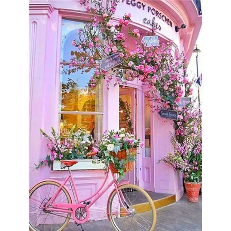 

GATYZTORY Frame Bicycle Flower DIY Painting By Numbers Canvas Colouring Handpainted Oil Painting Home Wall Decor