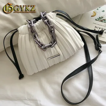 

Luxury Handbags Women Bags Designer Drawstring Bucket Bag with Thick Chain CrossbodyBag Branded Small Shoulder Handbag 2020 New