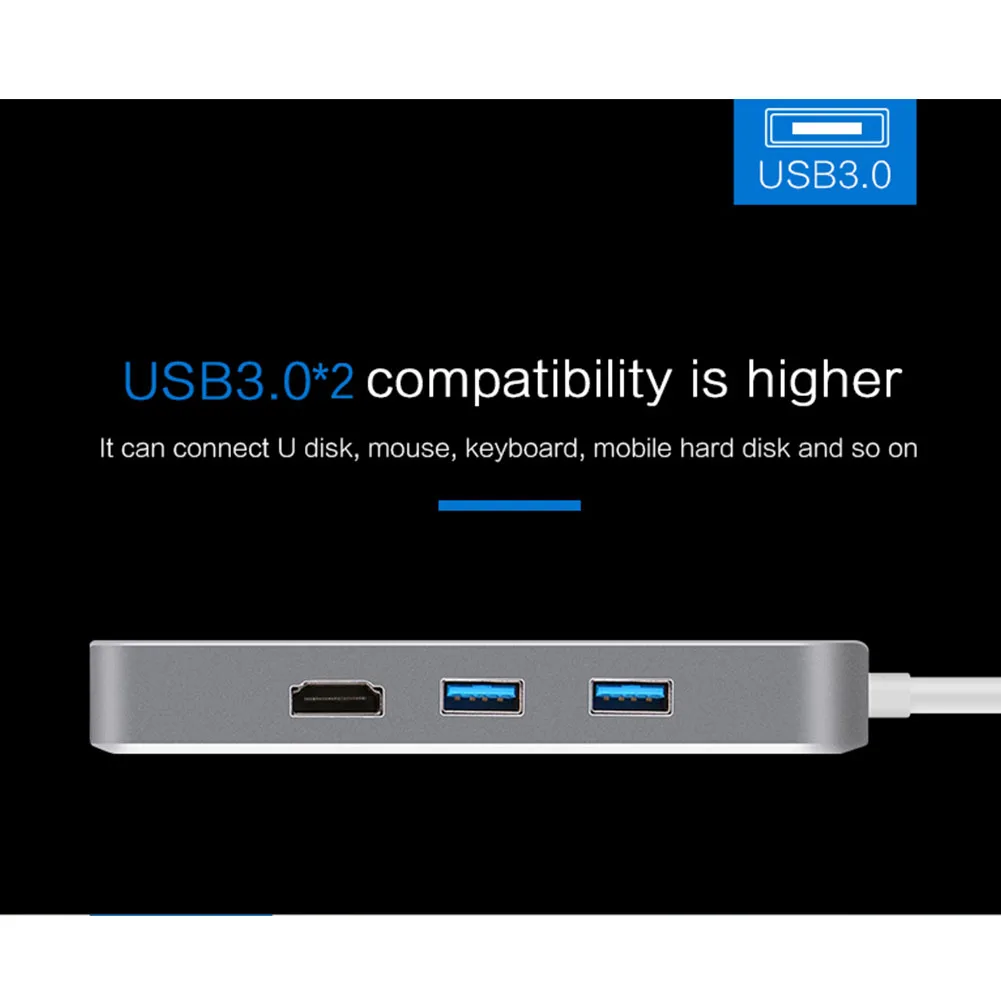 7 портов практичный Тип C концентратор type-C к HDMI/USB3.0/сетевой порт/TF концентратор высокая скорость передачи портативный