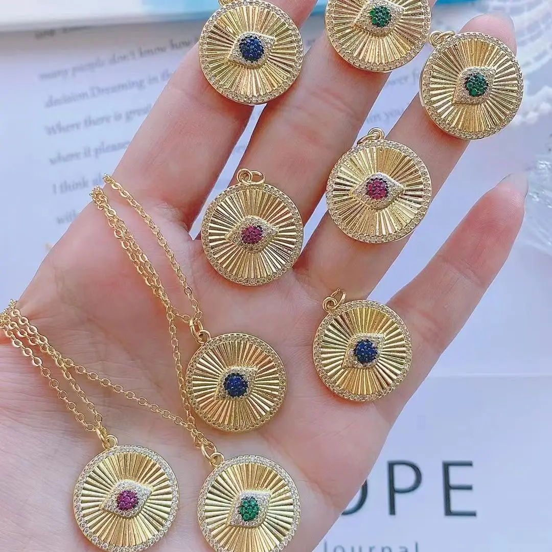 

5 шт. модное ожерелье с подвеской с круглым монетным глазом из микро циркония золотого цвета нежный минималистичный чокер ювелирные изделия