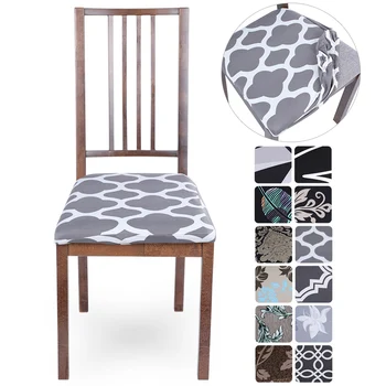 

1pc Printed Elastic Stretch Dining Room Chair Seat Cover Spandex Office Armchair Seat Cover Removable Seat Cushion Protector