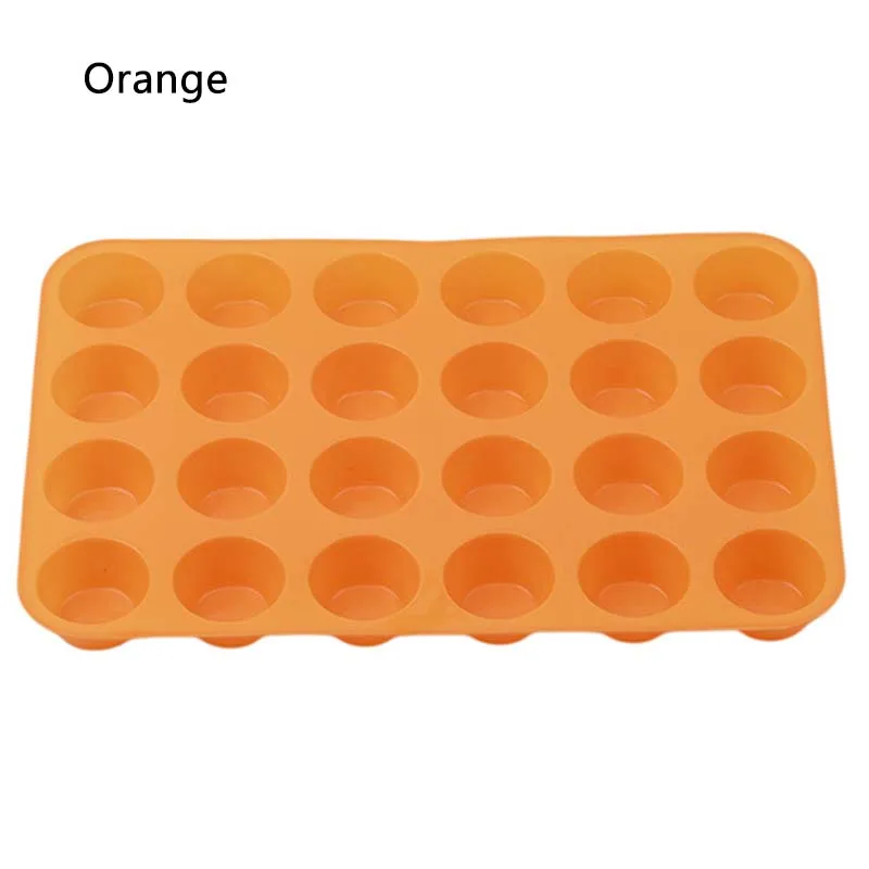 Orange Форма для выпечки мини-кексов 24 силиконовые полости практичный eco-friendly торта формы для мыла кекс и печенья формы для выпечки форма для выпечки прессформы для дома форма для выпечки тортов - Цвет: Orange
