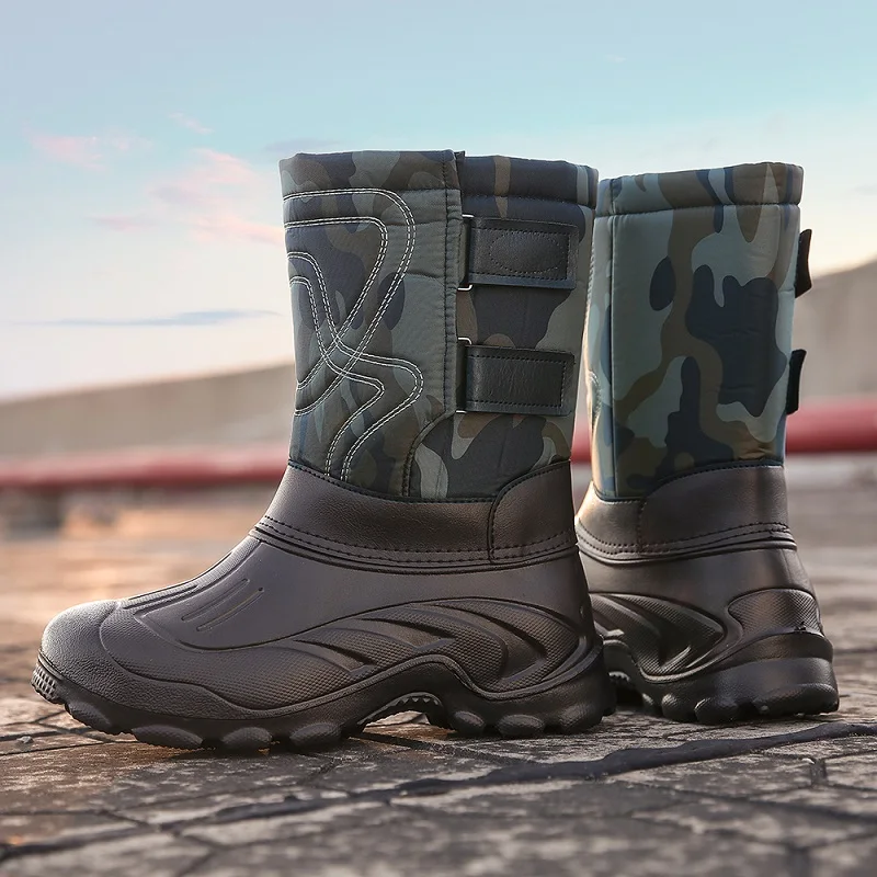 

Winter Outdoor Snow Boots Mens Casual Snow Walking Hunter Boots Size 11.5 Warm Short Plush Mens Work Boots Snow Working Boot
