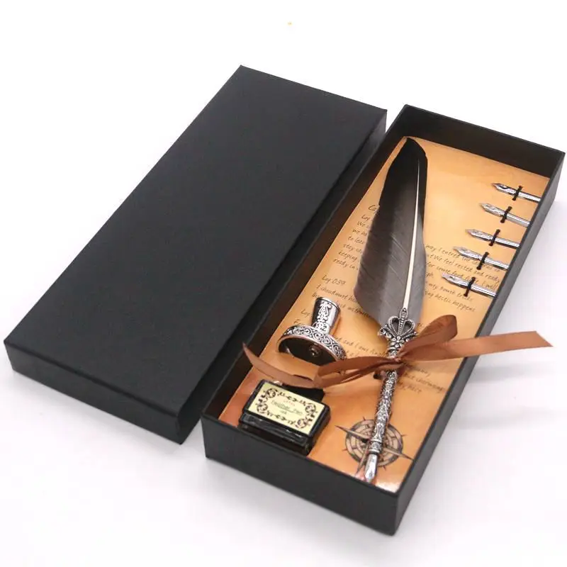 Style5 PS230 1 набор перо индейки Dip каллиграфия с 5 наконечниками подарочная ручка перо набор чернил Подарочная коробка авторучка - Цвет: Style5