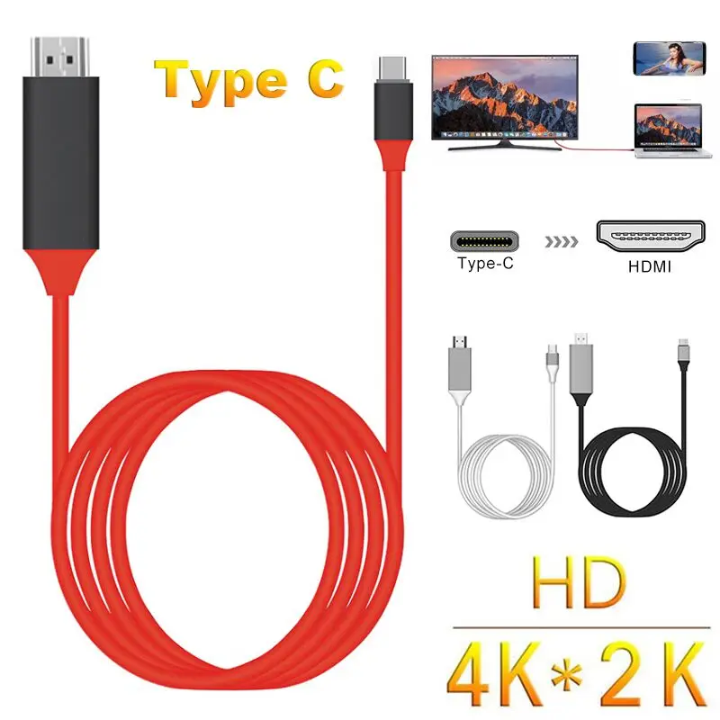 1080P HDMI кабель 2 м Type C USB к адаптер Micro HD ТВ адаптеры для Samsung S9/S8/Note 9 Huawei C|Кабели HDMI| |