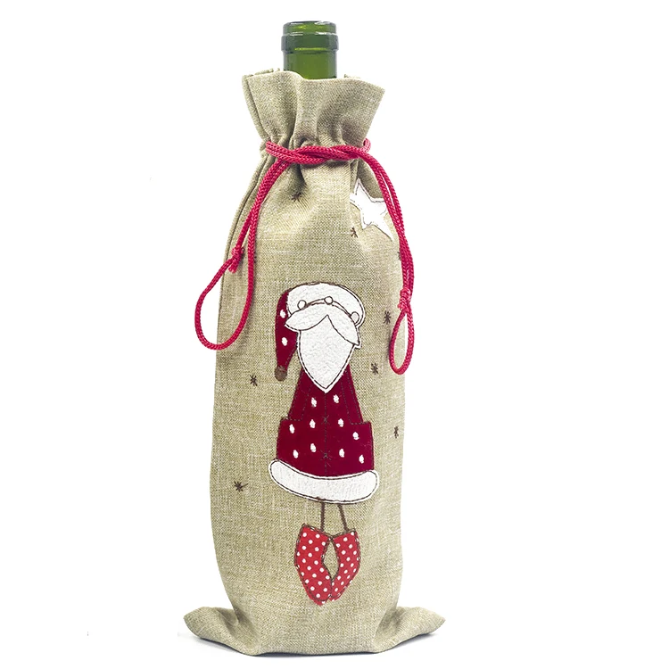 Крышка для бутылки с красным вином сумки Снеговик Санта Клаус рождественские украшения для ужина вечерние декор стола подарок Рождество - Цвет: A