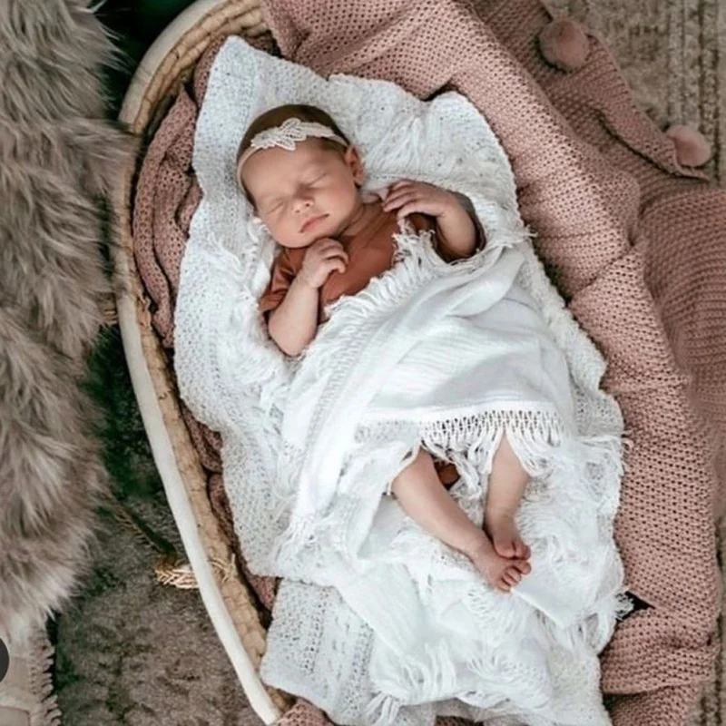 

2019 Newborn Photography Blanket New Newborn Baby Blankets Infant Cotton Swaddle Blankets Tassel Solid Swaddle Sleep Wrap