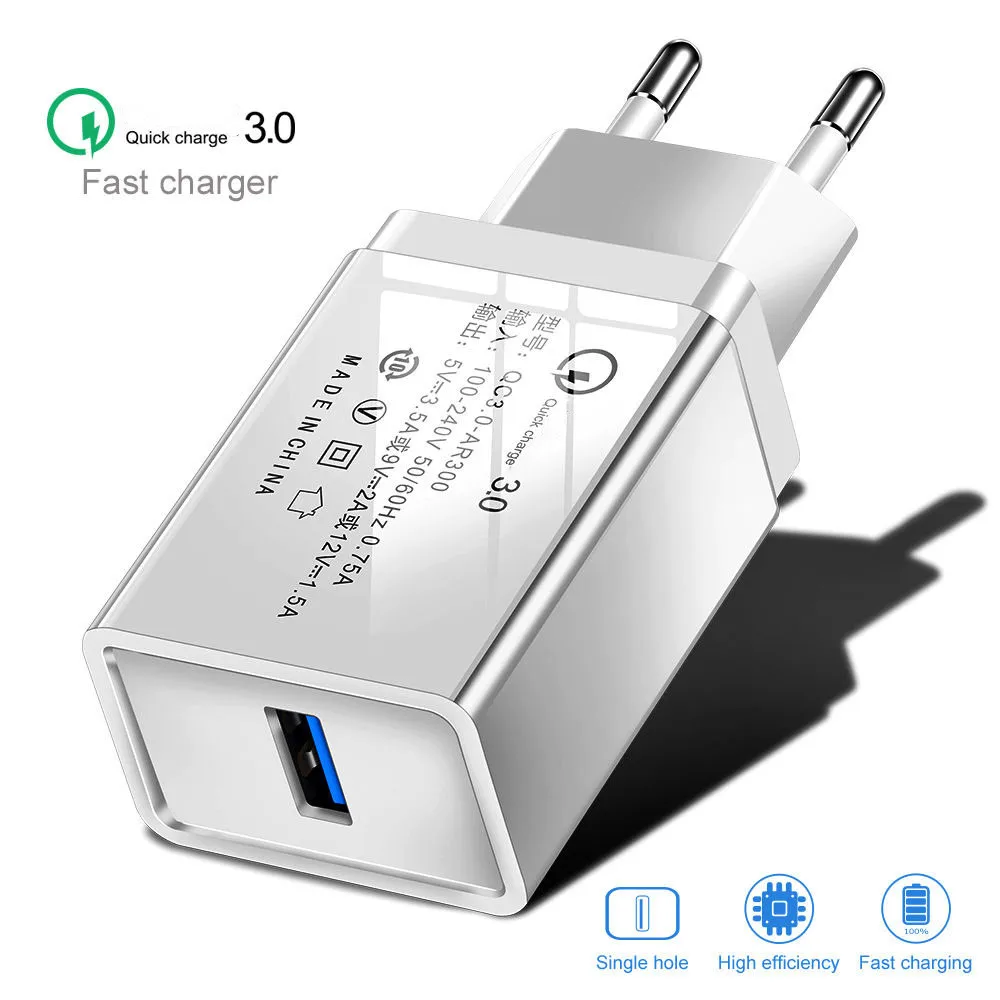 

Quick Charge 3.0 EU Plug Fast Charging USB Charger Travel Wall Adapter For Samsung Xiaomi Huawei LG Tablets Mobile Phone Charger